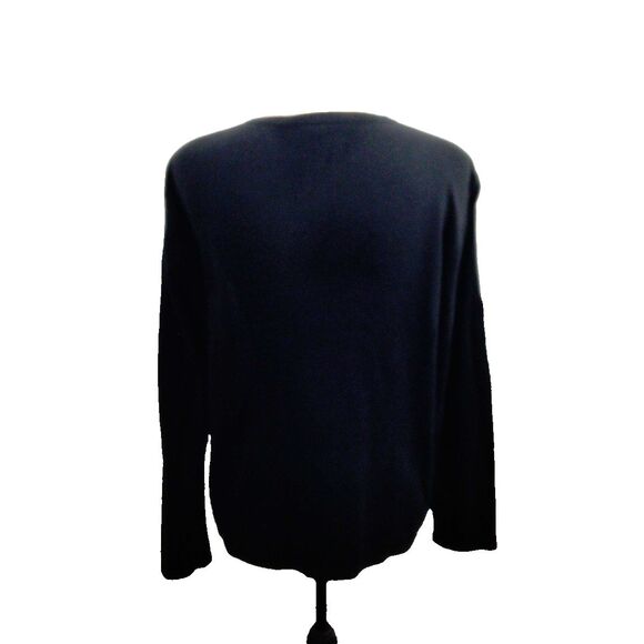 Talbots Womens Large Cardigan Sweater Black White Merino Wool Cashmere Blend - Picture 5 of 7